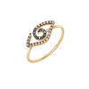 Ροζ Χρυσό Δακτυλίδι «Μάτι» με Λευκά & Μπλέ Διαμάντια