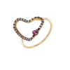 Δακτυλίδι Ρόζ Χρυσό με «καρδιά» απο Ρουμπίνι & Μπριγιάν